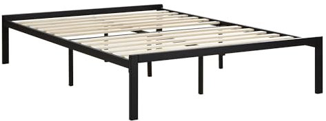 Homestyle4u 2509, Metallbett 140x200 Schwarz mit Lattenrost Bettgestell Bett Metall Doppelbett Futonbett Schlafzimmer