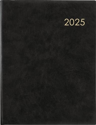 Zettler - Wochenbuch 2025 anthrazit, 21x26,5cm, Taschenkalender mit 128 Seiten im wattiertem Einband, 1 Woche auf 2 Seiten, Fadensiegelung, Eckenperforation und internationales Kalendarium