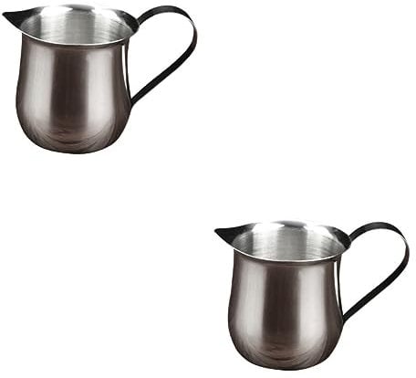 OUNONA Small Silver Jug 2 Pcs Milk Frothing Pitcher Jug Milk Jug Coffee Creamer Espresso Pitcher Metal Metal Milk Jug Milk Container Milk Can Metal Kettle Coffee Machine Steamer