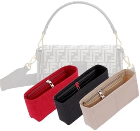 LinerLink Taschen-Organizer für Fendi Mini-Baguette-Tasche (19 x 11,5 x 4 cm (L x H x T), handgefertigter Tascheneinsatz, 2 mm Filztascheneinsatz, Damen-Handtaschenformer (Schwarz, Stil A: Belichtung)