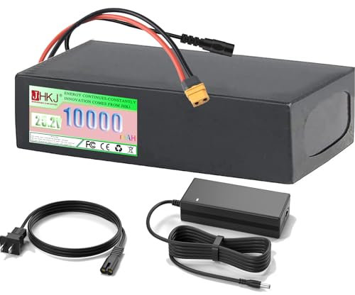 JHKJ Batterie au Lithium 24V Batterie au Lithium 36V Batterie au Lithium 48V 8AH 10AH 12AH 15AH 20AH avec Chargeur Batterie Lithium-ION étanche XT60 Plug,24v 10ah