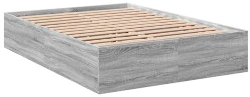vidaXL Bettgestell, Bett Doppelbett für Schlafzimmer, Bettrahmen mit Lattenrost, Schlafzimmerbett Modernes Design, Grau Sonoma 120x200cm Holzwerkstoff