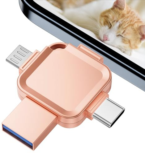 USB Stick 64GB, Yueflue iPhone Speicherstick für i0S/Android/PC,ohne App.Verwenden Sie es um Mehr Fotos und Videos zu Speichern. 4-in-1 USB Stick zur Erweiterung des Speicherplatzes Ihres Telefons.