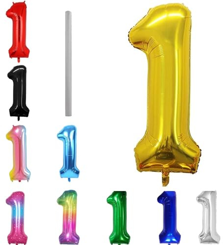 Geburtstag zahlen Luftballon 1 jahre-Gold XXL Jumbo Folienballon 40 Zoll – 101 cm Luftballons 1 Geburtstag Junge Mädchen Babyparty Geburtstagsdeko Jubiläumsparty Dekoration