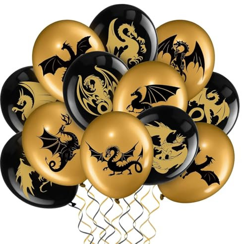 DazzJoy 50 Stück Dragons Luftballons Geburtstag, Drachen Luftballon Geburtstagsdeko, Drachen Luftballons Party Kindergeburtstag Deko Jungen Mädchen, Drachen Helium Ballon für Deko Drachen Geburtstag