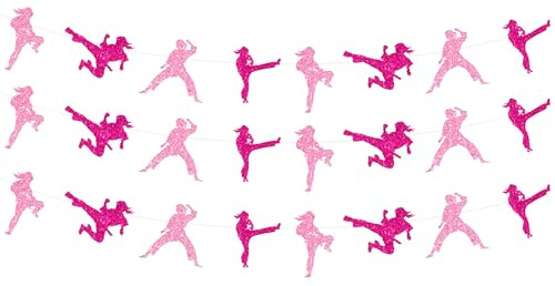 Sursurprise Karate-Geburtstagsdekorationen, 3 Stück, Karate-Party-Banner für Mädchen, Taekwondo, Kampfsport-Partyzubehör
