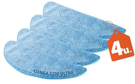 BAKUUM CECOPARTS Pack de 4 Mopas para Cecotec Conga 2290 Ultra. Accesorios Mayor Duración y Limpieza Eficiente. Exclusivo para Conga 2290 Ultra.