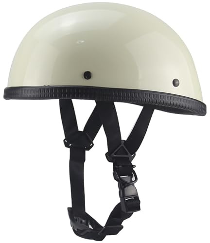 RCGNR Mezzo Casco Jet Moto retrò Casco Stile Tedesco Scodella Portatile, ECE Omologato Mezzo Elmetto da Moto retrò per Uomo Donna Biker Cruiser Scooter Touring,Beige,L