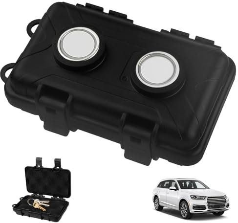 URAQT Schlüsselversteck für Draußen, Magnet Box Autoaufbewahrung, für Fahrzeuge Outdoor Reisen Verstecken von Schlüsseln Magnetbox Wasserdichter Schwarz