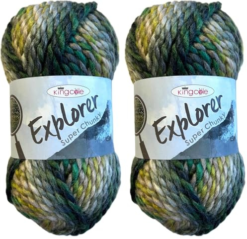 King Cole Explorer Super Chunky 80% Acrylic 20% Wool Knitting Yarn (Cook 4301) (Pack of 2)