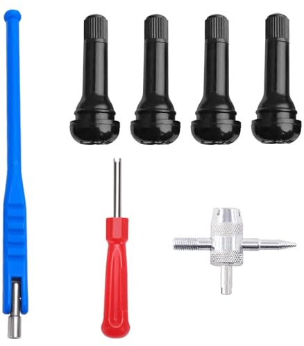 Gudalea 7 Pièces Outils pour Valves de Pneus, Demonte Valve Pneu Outi, Outil de Retrait de Valve de Pneu, TR414 Valve Pneu Voiture, Kit D'outils Réparation de Valve Pneu, pour Motos, Camions, Vélos