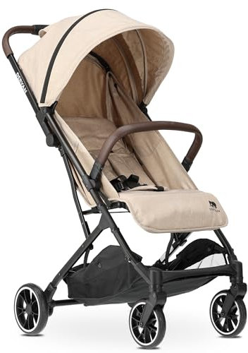 Deryan Luxus Rolo Reise Buggy - für Kinder ab Geburt bis 22 kg mit Liegefunktion - Ultraleicht 7,5 kg - Einhändig Klein Zusammenklappbar, UPF 50+, Korb bis 3 kg (Nougat)