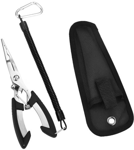 QXCFTW Fishing Pliers, Fishing Scissors Pliers(Black), Fly Fishing Accessories, Fishing Accessories, Fishing Forceps, Fishing Equipment, Forceps, for Hook Remover Line Cutting and Split Rings