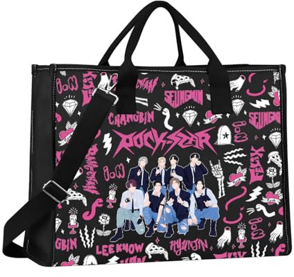 JNIAP K-Pop Stay Tote Bag K-Pop Stay Tote Bag K Pop Band Lover Gifts Stay Merchandise K-Pop Music Shoulder Bag, Han-Tragetasche, Large