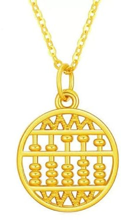 AMDXD Echte Goldschmuck Halskette Gold 999 24K, Hohl Round Abacus Anhänger Kette, Gelbgold Au999 Damenkette