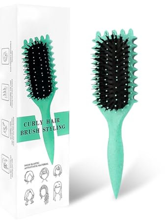 Lockenbürste, Curl Hair Brush, Haarbürste zum Kämmen und Formen von Männer- und Frauenlocken, um das Ziehen zu reduzieren, Nylonborsten, Lockenverstärker, Unisex (Grün, 24 cm)