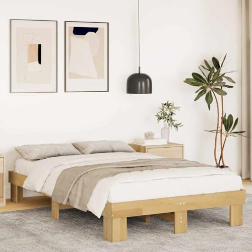 vidaXL Massivholzbett ohne Matratze 120x200 cm Eichenholz, Bett, Schlafzimmermöbel, Doppelbett, Bettrahmen, Möbel Schlafzimmer, Bettgestell Massivholz
