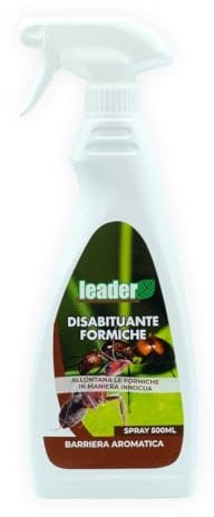 LEADER, Disabituante Formiche, Azione Repellente, Barriera Aromatica Innocua, A Base di Oli Essenziali, Uso Esterno, In Prossimità di Casa e Giardino, Piante e Tabbeti Erbosi, Formato Spray 500ml