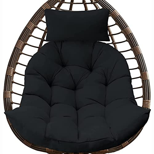 Hollywoodschaukel für den Außenbereich, mit Ständer, Rattan, Hängesessel für Schlafzimmer und Balkon, schwarz, 120 x 105 cm