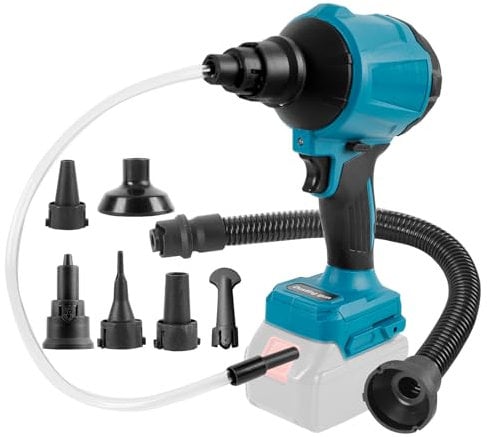 Soffiatore senza fili per Makita 18V 21V, 1000W palmare motore a velocità continua con luce LED e 8 ugelli, 40000 giri/min per garage, officina, segheria, pulizia della casa