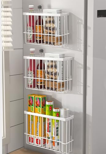 EigPluy 2 Piezas Caja De Almacenamiento De Puerta De Cocina,Adhesivo Caja De Almacenamiento Montada En Pared,Armarios/Baños/Refrigeradores Caja de Organización de Artículos Diversos (Blanco3)