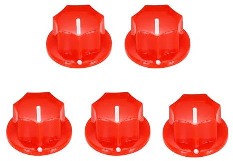 sourcing map 5Pcs ABS and Copper Potentiometer Knobs 1/4 Volume Tone Control Top Hat Knob for Guitar Instruments Audio Mixer Amplifier Red