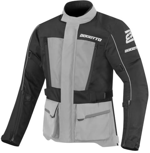 Bogotto Tampar Tour wasserdichte Motorrad Textiljacke, schwarz/grau, L