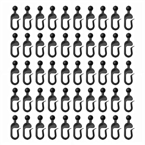 50Pack Plastic Hooks for Mosquito Netting and Gazebo Curtains, Smooth Gliding, Rustproof, Multipurpose Use
