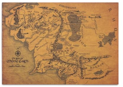 Map of Middle Earth Wall Art Poster, 14 x 20 Inches, Unframed Vintage Style Kraft Paper Print