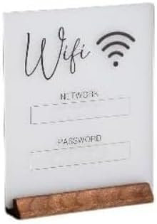 Panneau WiFi en acrylique – Panneau WiFi style tableau noir pour la maison et le magasin, blanc (sans base)