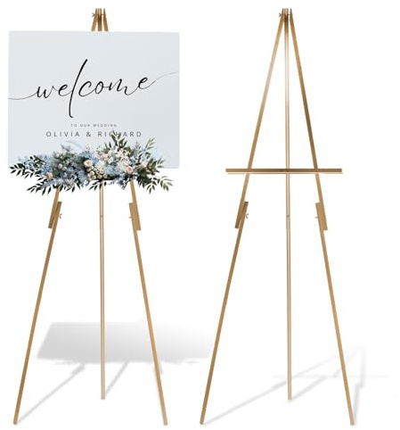 63''Wooden Tripod Display Easel Stand for Wedding Sign, Portable Tripod Wood Artist Easel