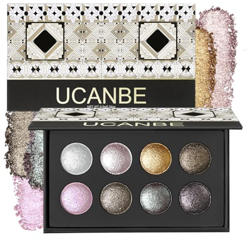 UCANBE Schimmer Lidschatten Palette 8 Farben Hochpigmentiert(03) | Metallisch Diamantähnlich Schimmernde Lidschatten,Geschmeidig Gut Verblendbar