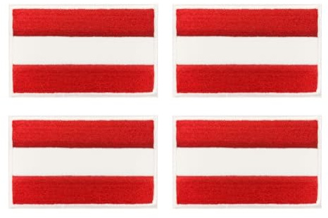 4 Stück Österreich Flagge Stickerei Emblem Austria Flag Taktische Abzeichen Hook and Loop Patches Militär Moral-Patches Applique für Kleidung Rucksäcke DIY Baseballkappe Uniform Hosen Weste Biker