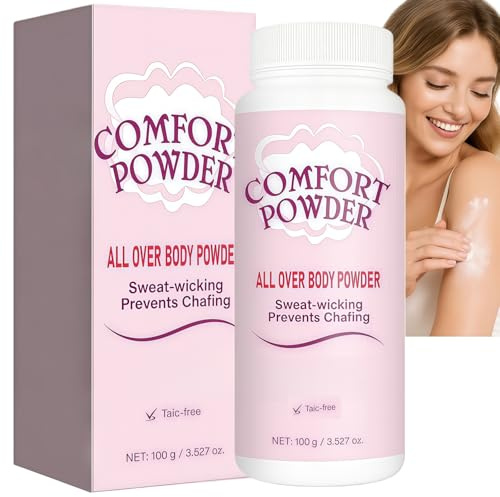 100G Comfort Powder,Talc-Free Body Powder for Women,Anti-Chafing Dusting Pow/der,Lightweight Pow/der,Travel Size Talcum Po/wder,All Over Body Talcum Po/wder with Puff,Daily Use,Long-Lasting Freshness