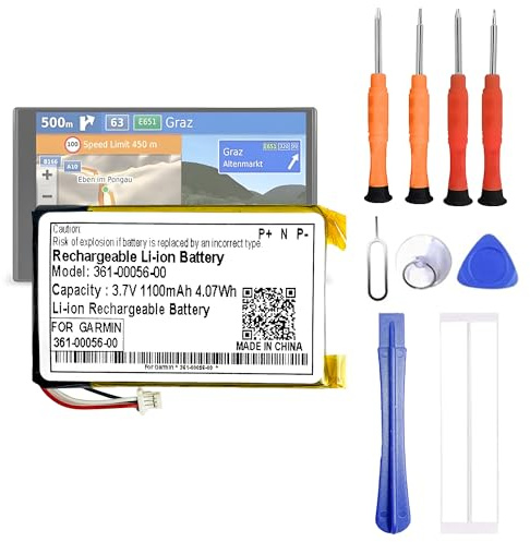 VUXYIT 361-00056-08 Compatible with Garmin Camper 770 LMT-D GPS Navigation Sat Nav Replacement Battery for with Repair Tool Kit