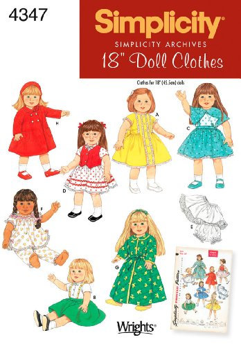 Simplicity Schnittmuster 4347 eine Größe Puppe Kleidung
