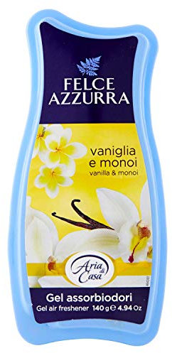 Felce Azzurra - Gel Assorbiodori Vaniglia e Monoi, Profumatore per Ambienti Piccoli, Armadio e Cassetti Assorbi Odori, Deodorante Ambiente dal Profumo Duraturo, Profumatore Ambiente, Profumatori 140gr
