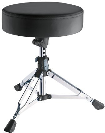 K&M 14010 Drummersitz Piccolino Schwarz, rund - Stahl, Kunstleder - niedriger höhenverstellbarer Schlagzeug-Hocker