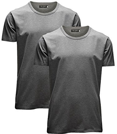 JACK & JONES Herren Rundhals T-Shirt Basic 12058529 2er Pack, Größe:M;Farbe:Light Grey Melange