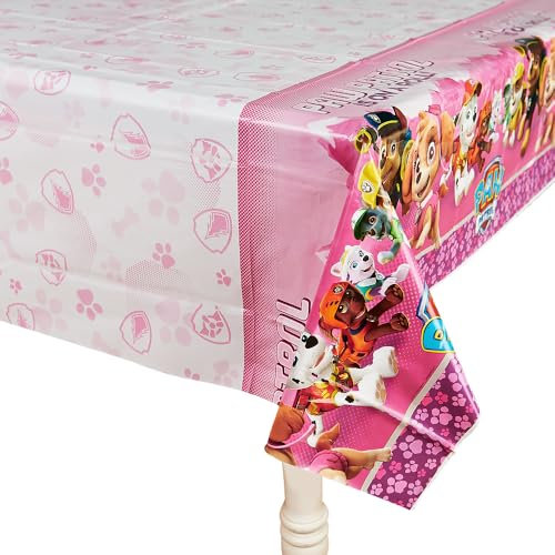 Amscan 571665 – Pink Paw Patrol Kindergeburtstag Party-Tischdecke, Kunststoff, 1,37 x 2,4 m
