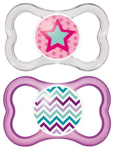 MAM Air Silikon 6-16 Monate Stern + Rauten rosa/lila