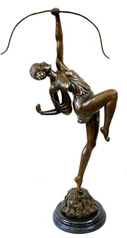 Kunst & Ambiente - Große Art Deco Skulptur - XXL Diana mit Bogen Figur - Pierre le Faguays - Bronzefigur - Antike Skulptur - Bildhauer - Frankreich