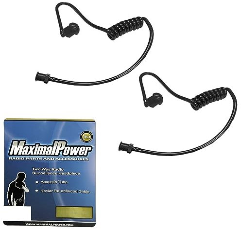 MaximalPower Ersatz-Akustikschlauch für Zweiwege-Radio-Headsets im FBI-Stil, Schwarz, 2 Stück