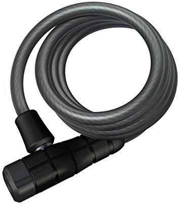 ABUS candado de cable en espiral Primo 5510K/180 + soporte SCMU - candado de bicicleta de 10 mm de grosor, cable flexible nivel de seguridad 3-180 cm - negro