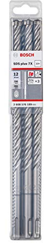 Bosch Professional 10-piece Hammer drill bit SDS plus 7X (for concrete and masonry, 12 x 200 x 265 mm, rotary hammer accessories)