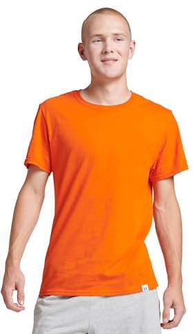 Russell Athletic Men's Dri-Power Cotton Blend Short Sleeve Tees, Moisture Wicking, Odor Protection, UPF 30+, Sizes S-4x, Burnt Orange, Medium