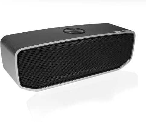 AudioAffairs BT 010 Bluetooth Lautsprecher, starker Akku, mobiler tragbarer Speaker, Bass-Relex-System, Bluetooth Speaker, Freisprecheinrichtung, Aux In, widerstandsfähiges Aluminium Gehäuse, Silber