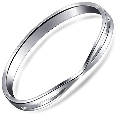 Feilok Einzigartig X Hollow Hohl Damen Armbänder Armband Edelstahl Armkette Armreif, Farbe: Silber