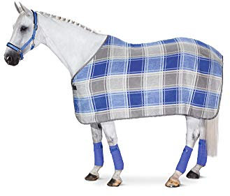 Eskadron Abschwitzdecke Dralon Check in atlanticblue-Marshmellow-Silver Pearl, Größe (cm):M (135cm)