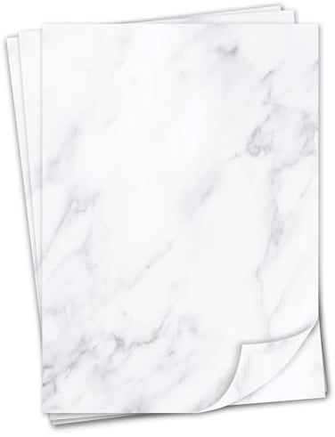 younikat Marmoriertes Briefpapier A4 I 50 Blatt 90 g/m² I Stilvolles Schreibpapier vielseitig verwendbar weiß grau I Beidseitig bedruckt I Geburtstag Urkunde Speisekarte I dv400
